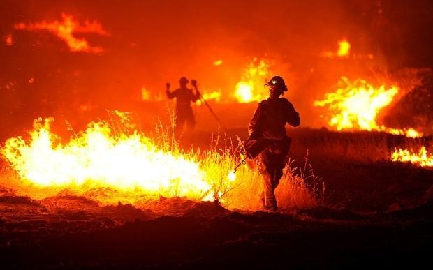 A wildfire rages near Clearlake, California. Photo: AP