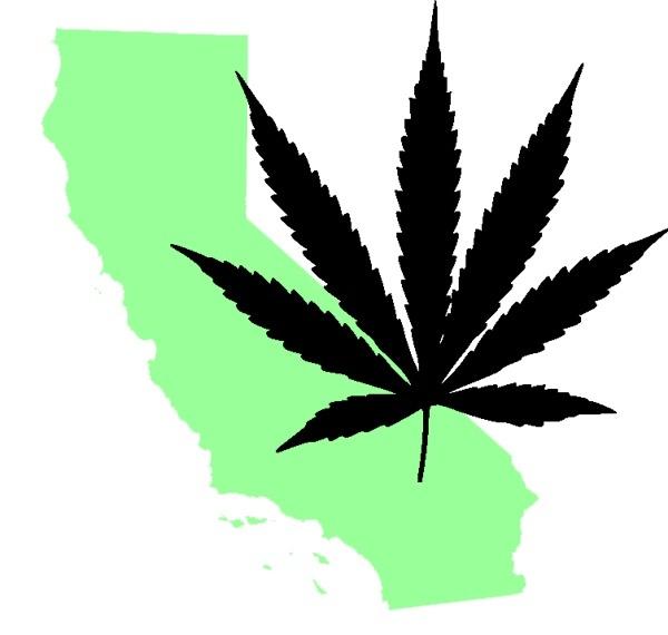 California state map and cannabis leaf. Image: Cooljuno411 via Wikimedia Commons