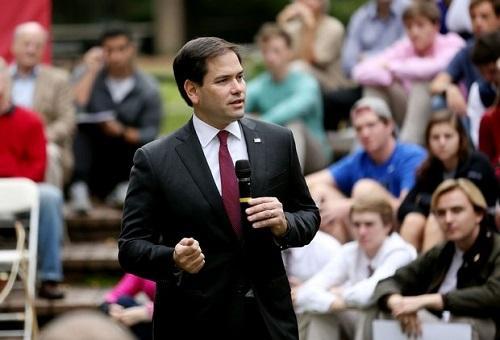 Republican presidential candidate Marco Rubio during an appearance at the College of Charleston.  Image: Grace Beahm, Post and Courier 