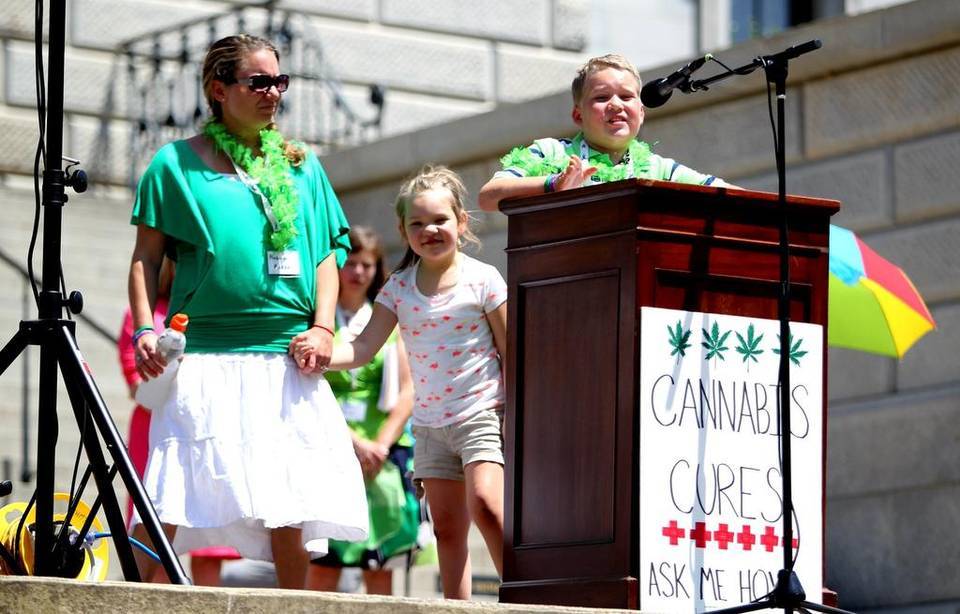 Image of child medical marijuana activists speaking in South Carolina.  