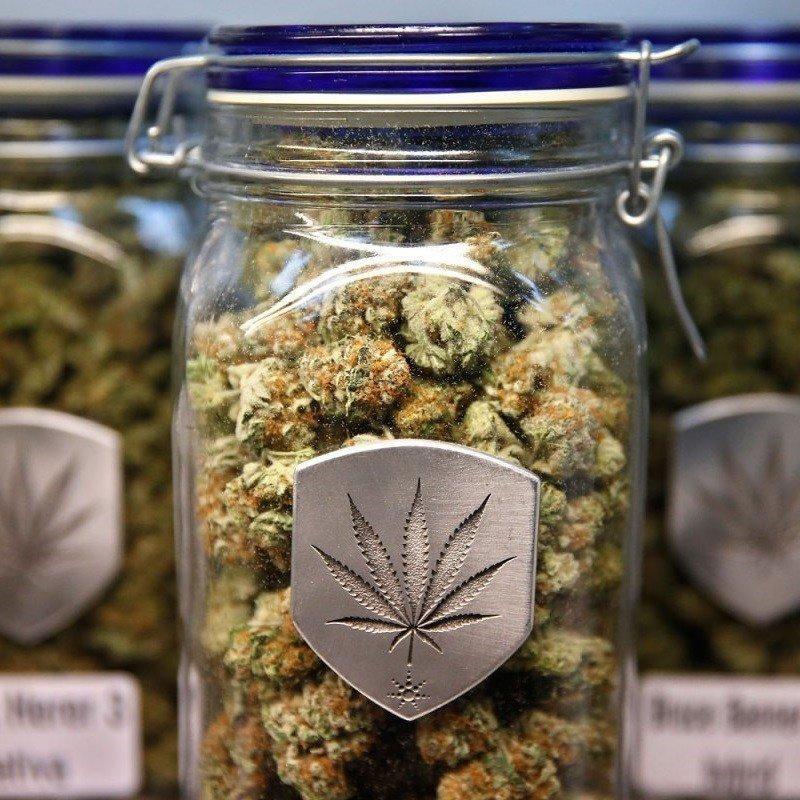 Image of legal marijuana in a jar