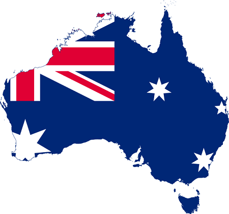 Australia map and flag. Image: Stasyan117 via Wikimedia Commons