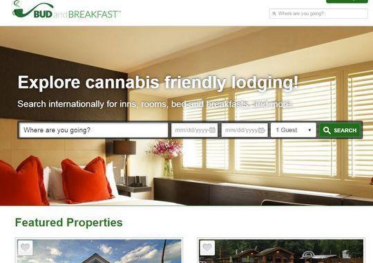 Image of a Screen shot from a marijuana friendly Bed & Breakfast website 