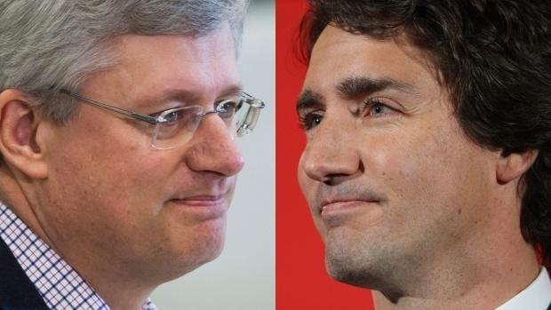 Prime Minister Stephen Harper and Liberal Leader Justin Trudeau are shown in this combination photo. (Darryl Dyck / Dave Chidley / THE CANADIAN PRESS)