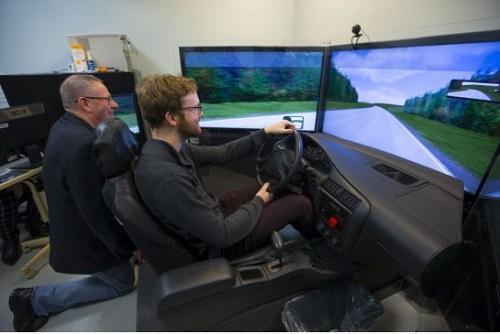Canada’s Centre for Addiction and Mental Health hopes to study and measure the effects of cannabis while driving using this driving simulator. Image: Chris So, Toronto Star