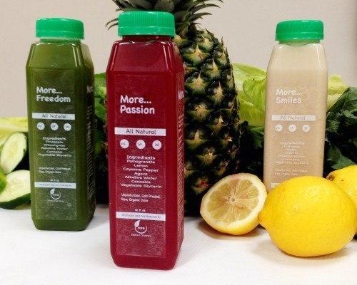 Some of the cold-pressed fruit and vegetable juices, infused with cannabis, being made available in D.C. Photo: Nevin Martell