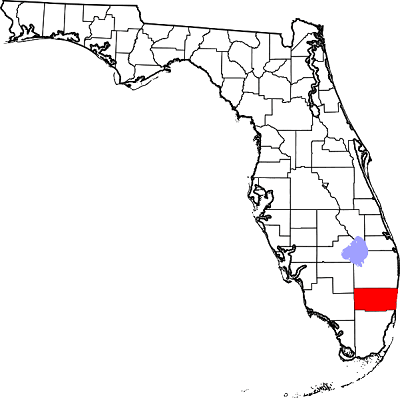 Map of Florida highlighting Broward County. Image: David Benbennick via Wikimedia Commons