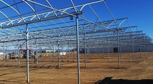 A 30,000-square foot GGS greenhouse range under construction in Arizona for medical marijuana production. Image: GGS Structures Inc.