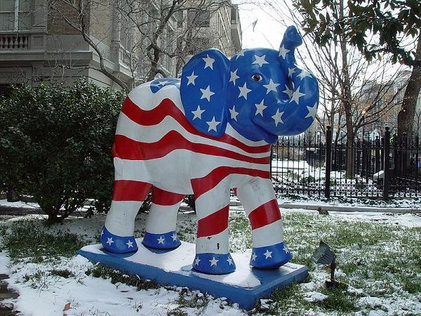 GOP Elephant from President Bush’s second inauguration in Washington, D.C., 2005. Image: Jonathan McIntosh via Wikimedia Commons