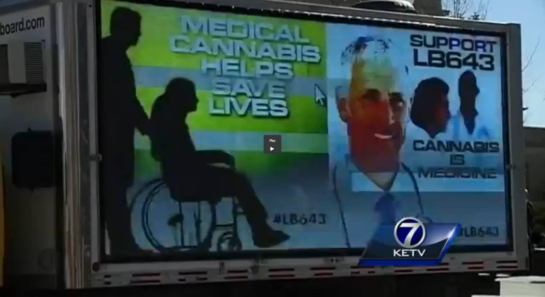 Image of Digital advertising truck promoting legalized medical marijuana in Nebraska 