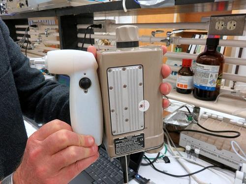 The second-generation prototype of the portable marijuana field breath tester. Image: Tom Banse, Northwest News Network 