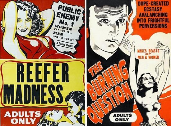 Reefer Madness, also titled A Burning Question in some prints, was a 1930s propaganda film intended to spook parents about drug use. Image via BU.