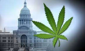 Cannabis leaf and Texas State Capitol Building